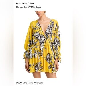 Alice + Olivia Yellow Floral Mini Dress